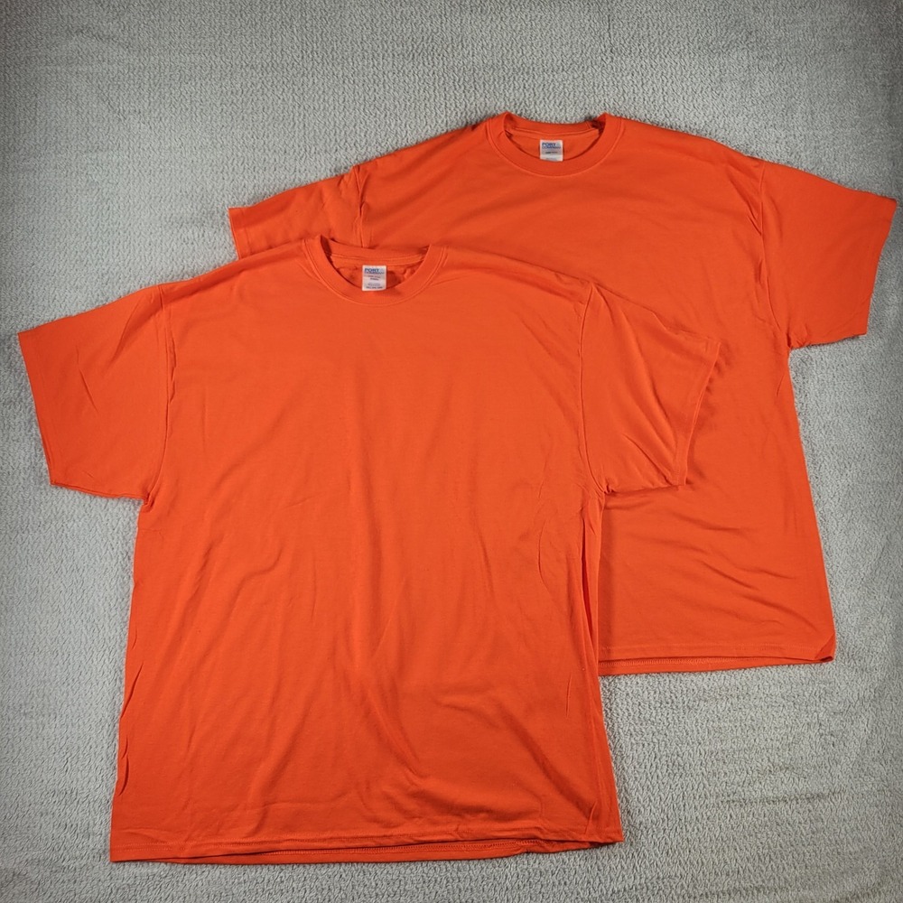 2 Port & Company core blend orange T shirt size 2XL nwot